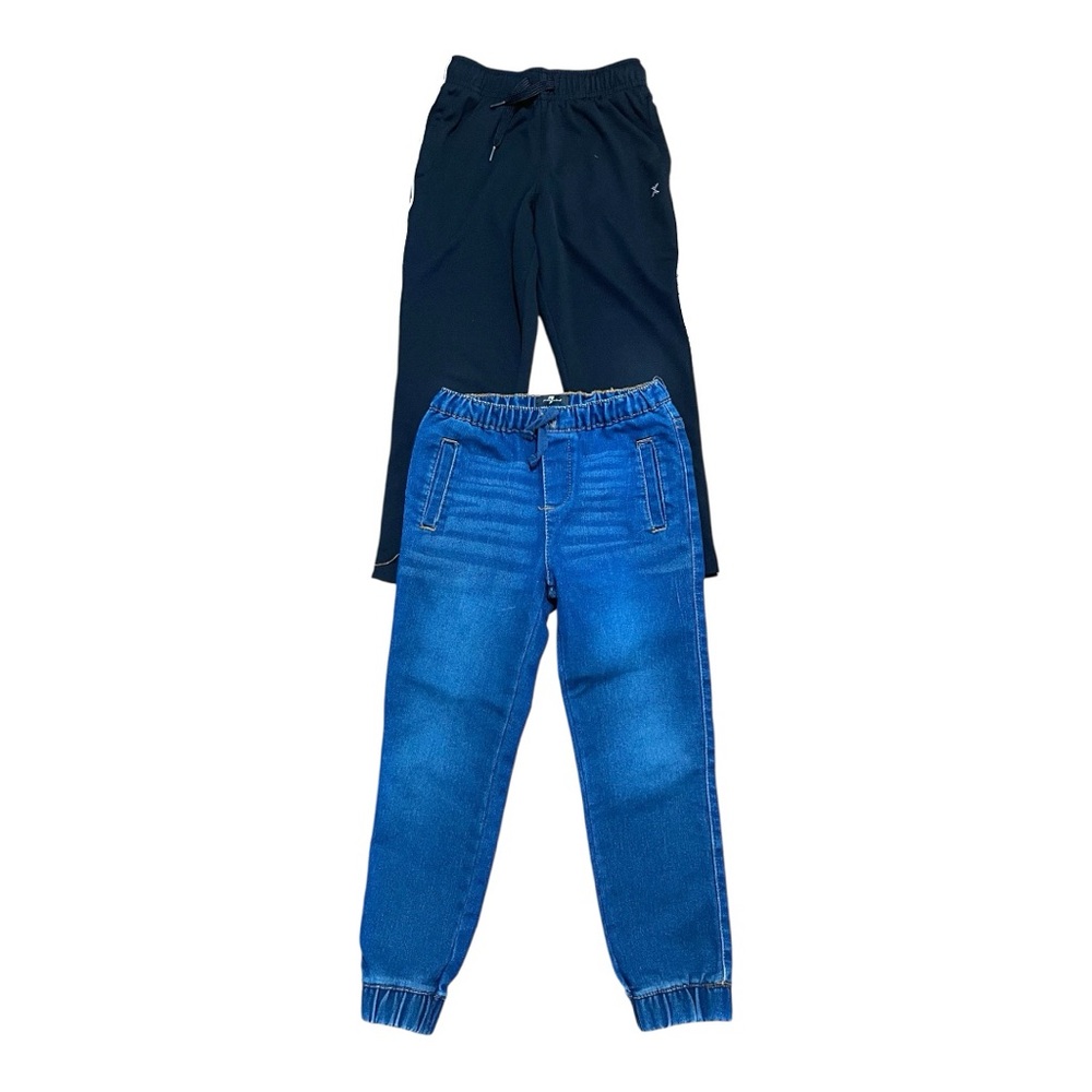 7 For All Mankind Kids Blue and Black Jeans and Xersion Sports Pants Set